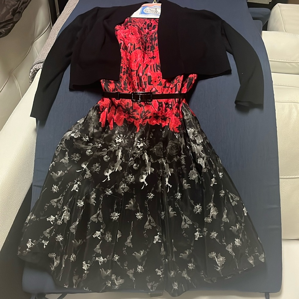 Julian Taylor party dress size 6 back zip fit and flare fully lined. Like new